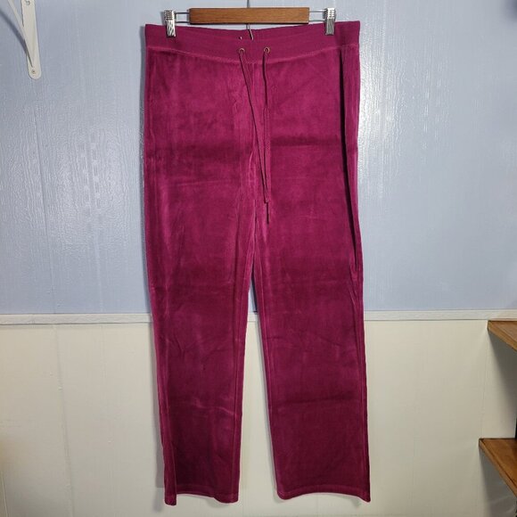 N.Y.L New York Laundry Large Bright Pink Lightweight Velvet Drawstring Pants - Picture 1 of 8